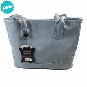 AmeriLeather Tote Shoulder Bag Handbag Genuine Cowhide leather Blue NWT